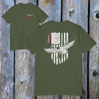Bald Eagle Soaring Flag Shirt - Made in USA