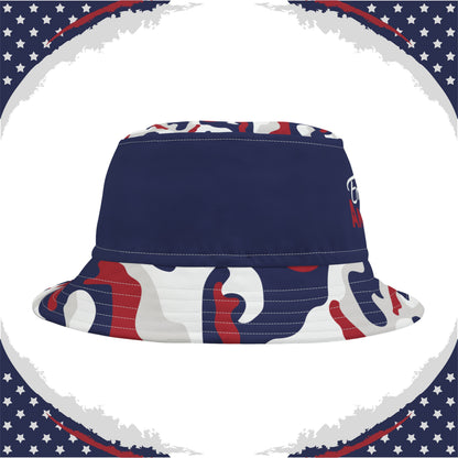 Patriotic Camo Bucket Hat (Red White Blue Gray) - Made in USA